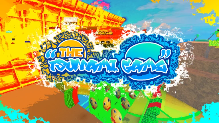 Official THE TSUNAMI GAME Roblox artwork with its colorful wave-survival scene